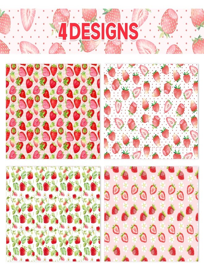 DodelyGz 12 Sheets Strawberry Premium Kraft Wrap Paper,Strawberry Pattern Wrapping Paper for Sweet Fruit Strawberry Birthday Party DIY Gift Packing Crafting Sweet One Strawberry Party Supplies, 20 x 27 Inch - Image 2